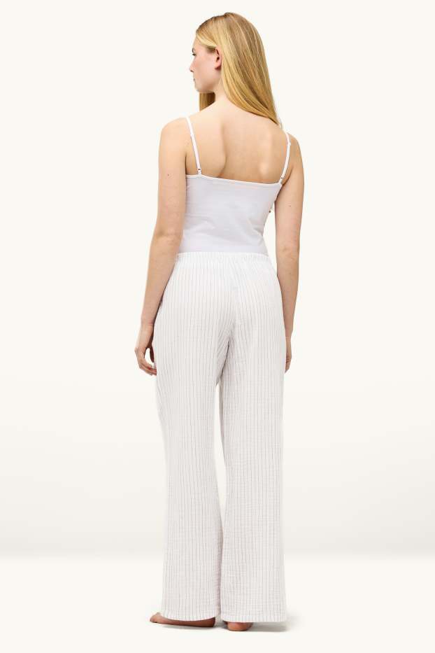 Femmes - Bas de pyjama - à rayures - blanc