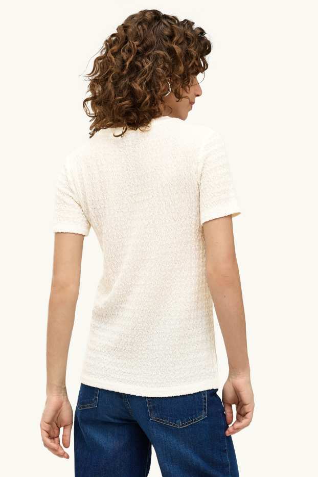 Femei - Tricou - regular fit - structurat - alb