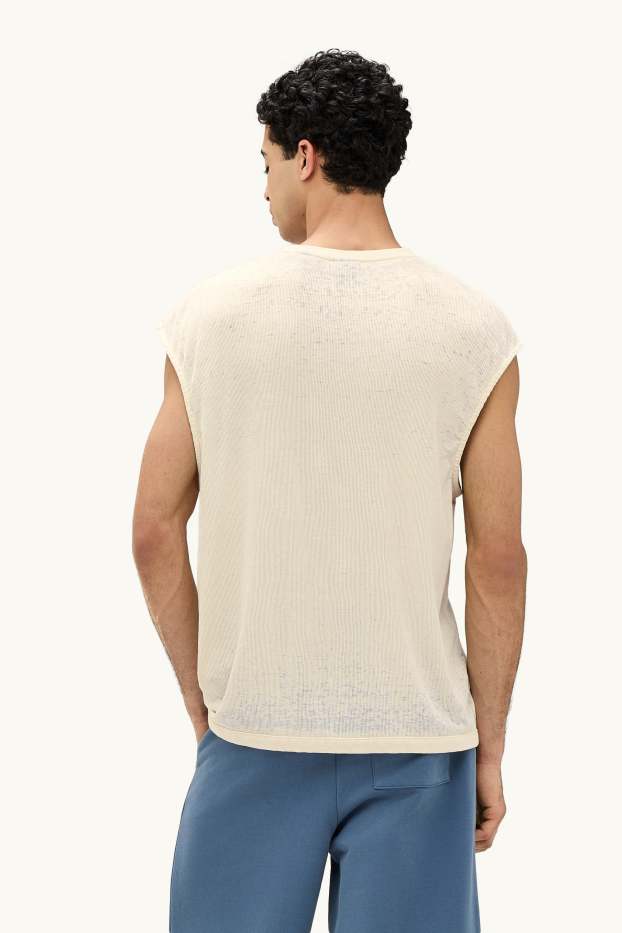 Herren - T-Shirt - Oversized - gerippt - cremeweiss