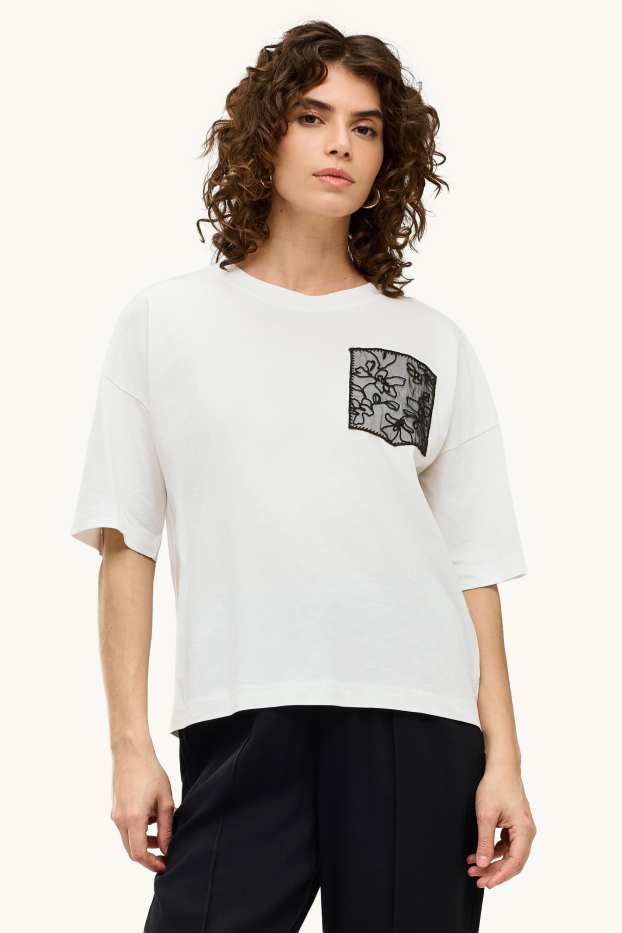 Dames - T-shirt - relaxed fit - wit