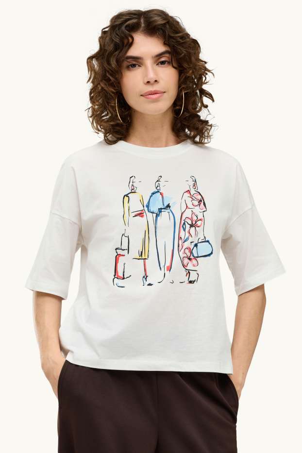Femmes - T-shirt - relaxed fit - blanc
