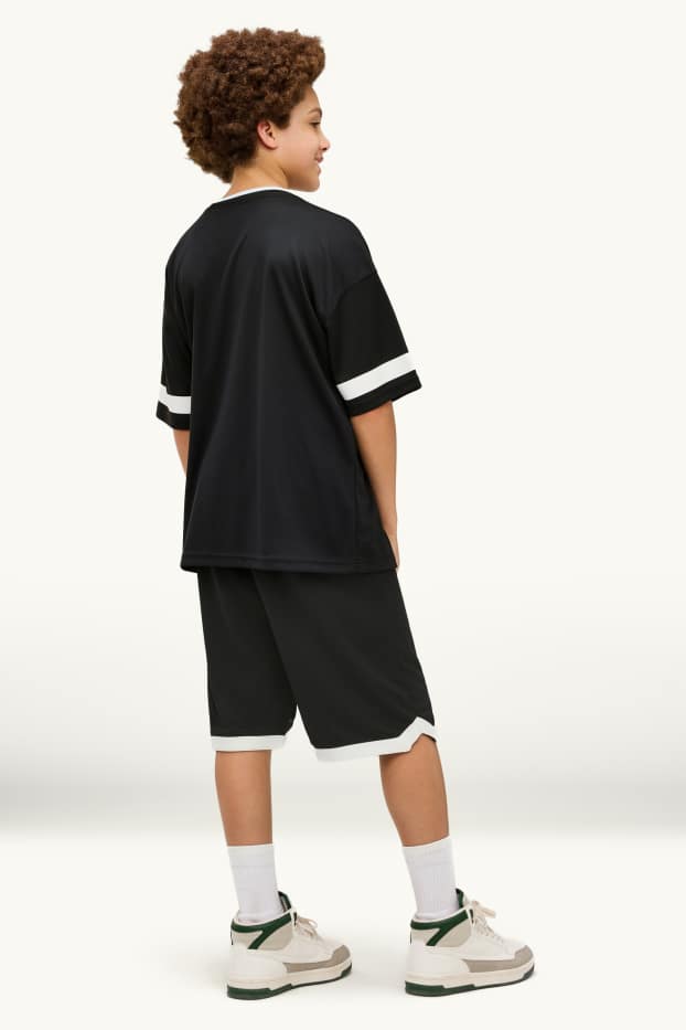 Kinder Jungen - Los Angeles - Set - Kurzarmshirt und Shorts - 2 teilig - schwarz