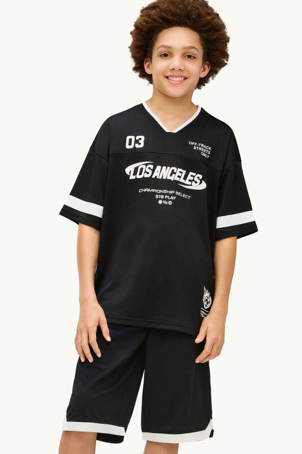 Kinder Jungen - Los Angeles - Set - Kurzarmshirt und Shorts - 2 teilig - schwarz