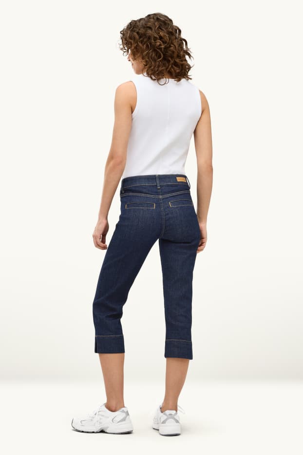Donna - Jeans capri - vita media - slim fit - LYCRA® - jeans blu scuro