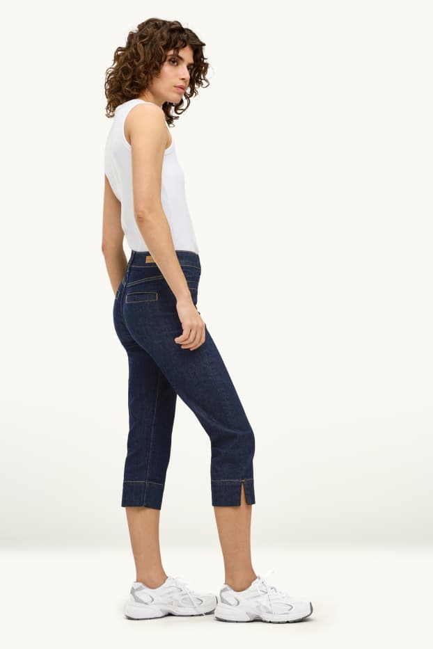 Donna - Jeans capri - vita media - slim fit - LYCRA® - jeans blu scuro
