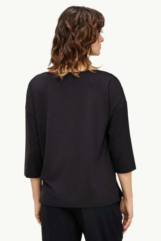 Femei - Tricou cu mânecă lungă - regular fit - negru
