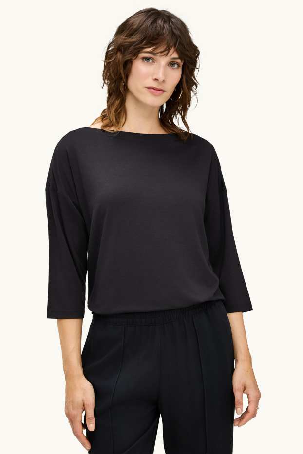 Femei - Tricou cu mânecă lungă - regular fit - negru