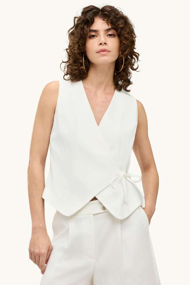 Damen - Business-Weste - Relaxed Fit - weiß