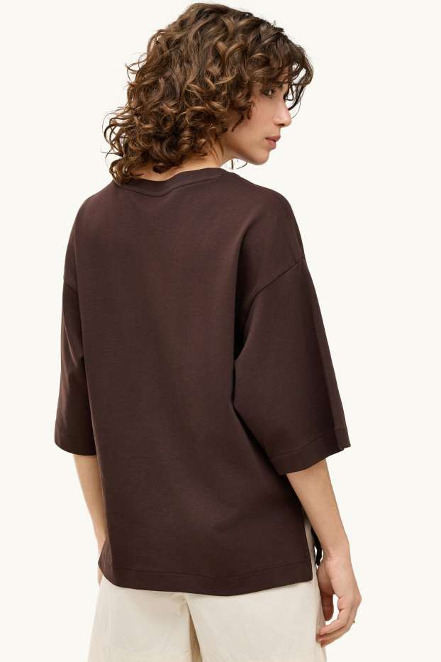 Damen - T-Shirt - Oversized - braun
