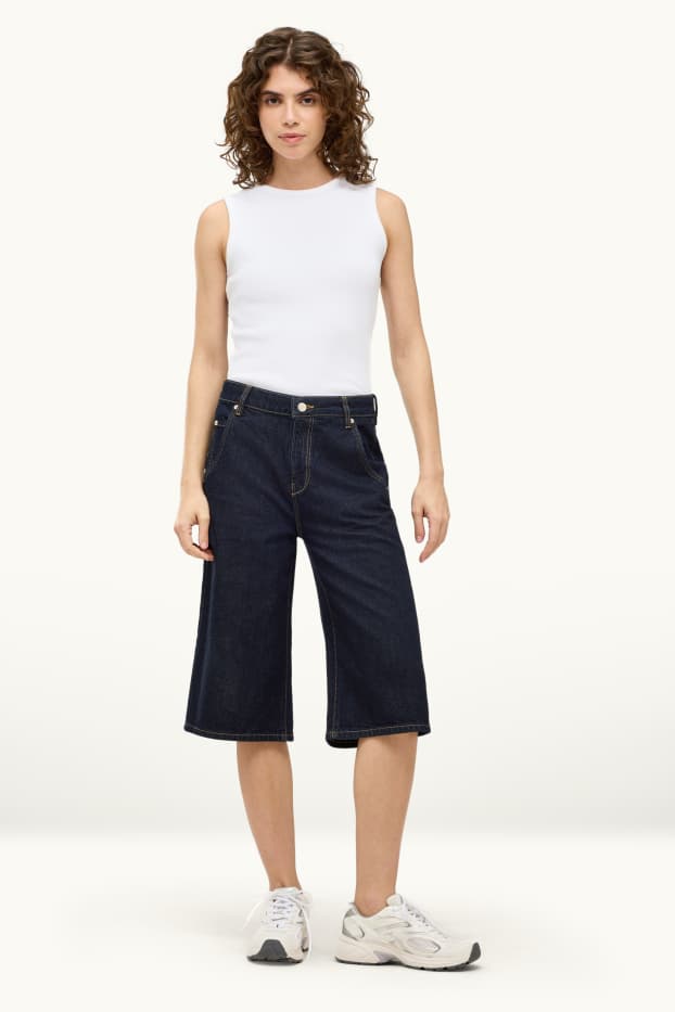 Mujer - Bermuda vaquera - high waist - vaqueros - azul oscuro
