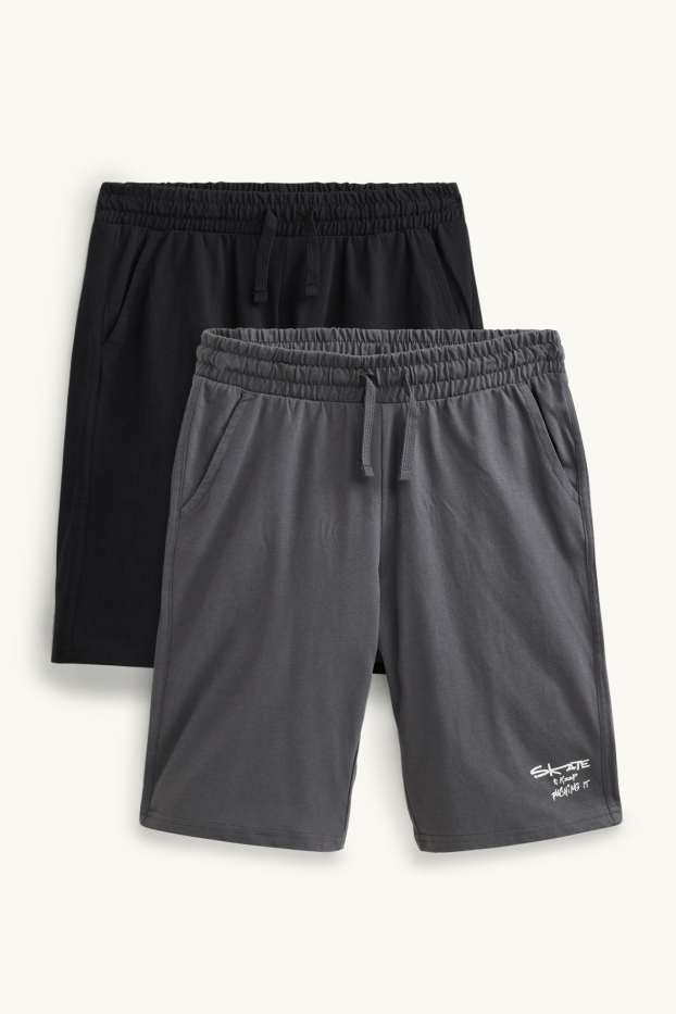 Copii - Băieți - Multipack 2 perechi - pantaloni scurți trening - negru / gri