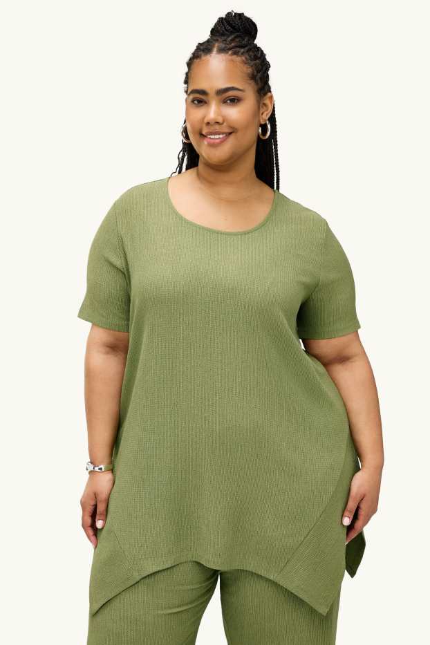 Femmes - T-shirt - texturé - vert