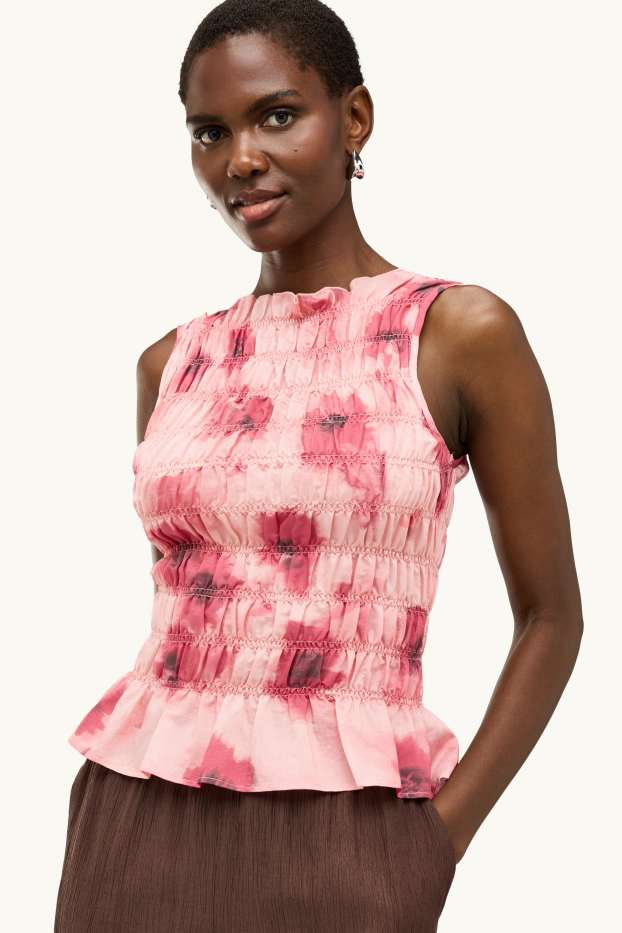 Femmes - Caraco - à fleurs - rose