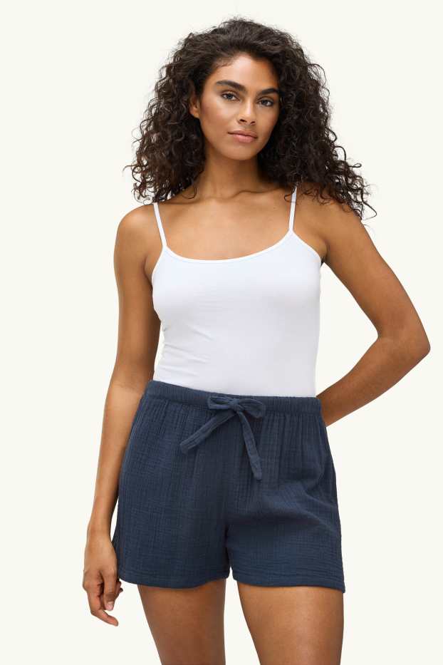 Damen - Multipack 2er - Pyjamashorts - dunkelblau / weiß