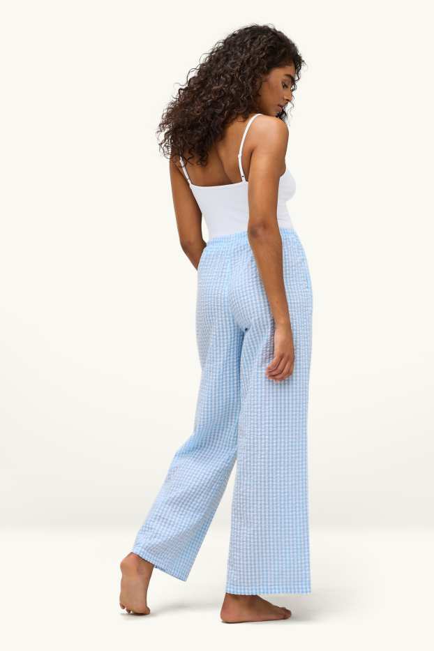 Women - Pyjama bottoms - check - light blue
