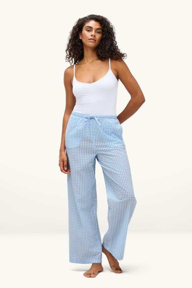 Women - Pyjama bottoms - check - light blue