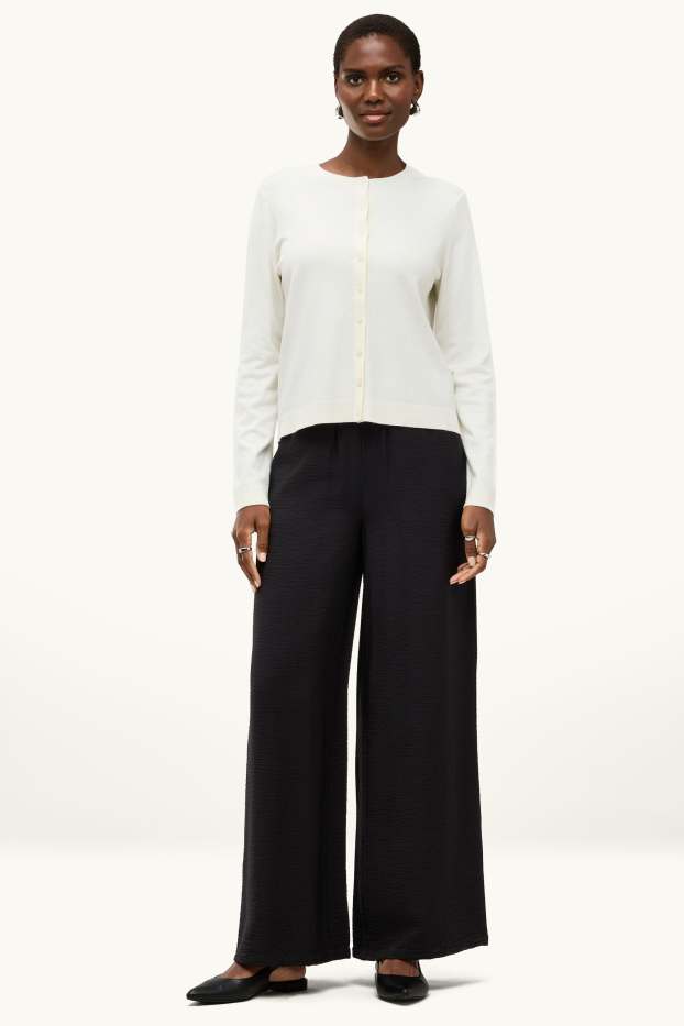 Damen - Stoffhose - High Waist - Palazzo - schwarz