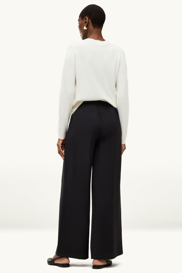 Damen - Stoffhose - High Waist - Palazzo - schwarz