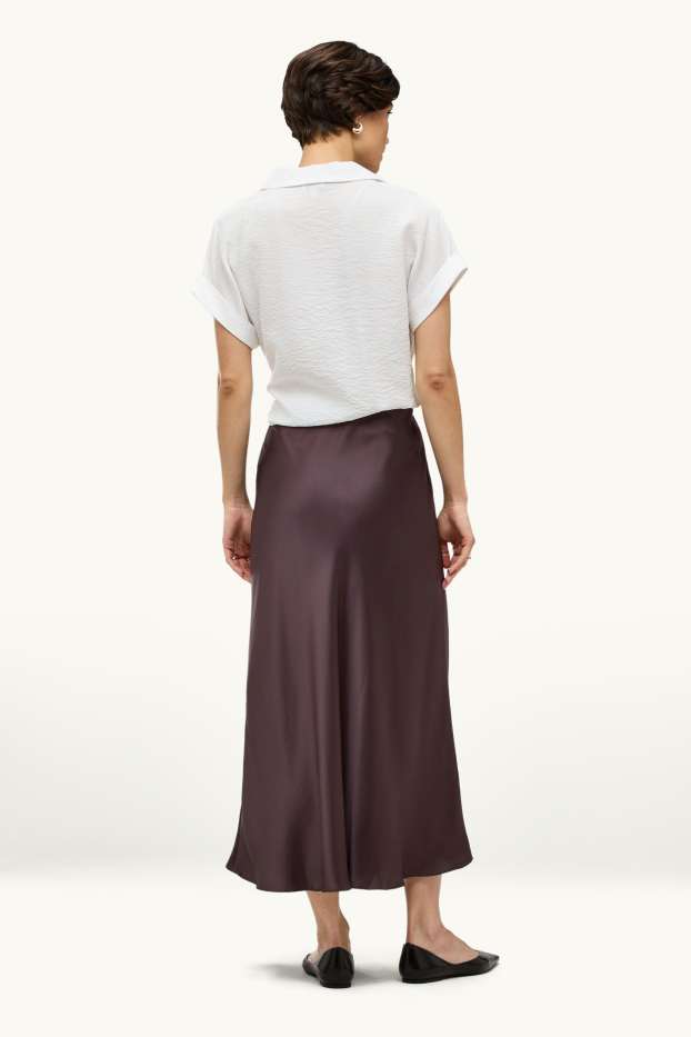 Women - Satin skirt - brown