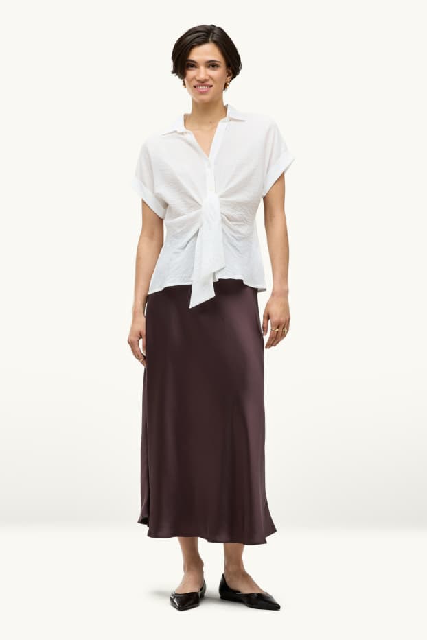 Women - Satin skirt - brown