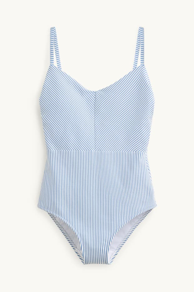 Damen - Badeanzug - wattiert - LYCRA® XTRA LIFE™ - gestreift - blau / weiß