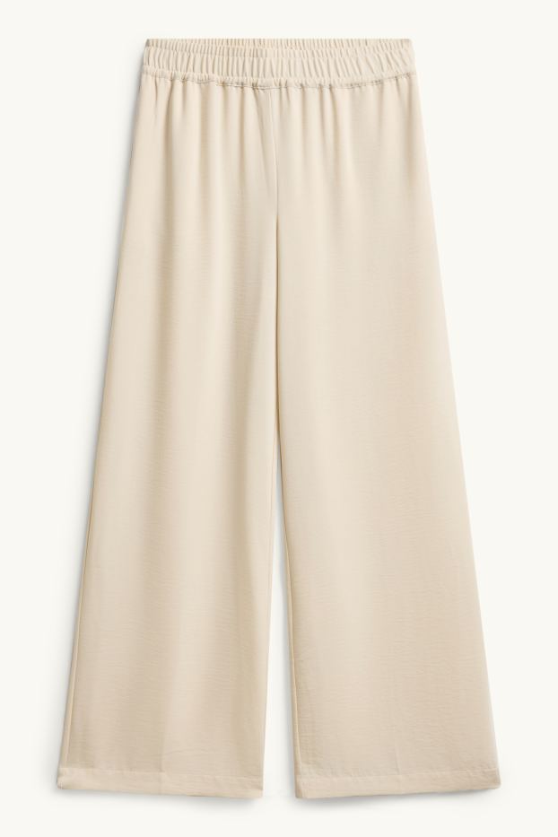Damen - Stoffhose - Mid Waist - Palazzo - weiß