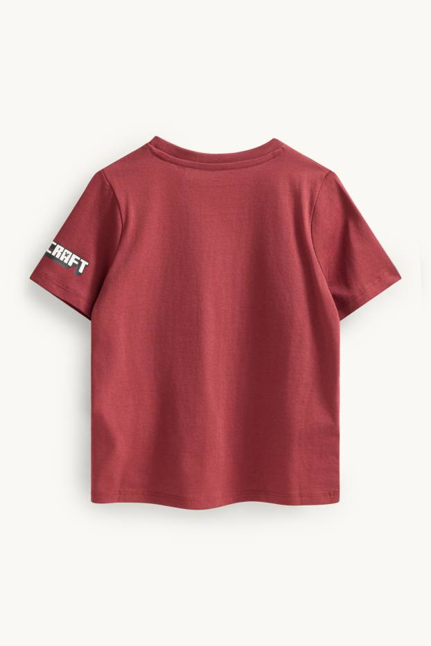 Kinder Jungen - Minecraft - Kurzarmshirt - Glanz-Effekt - rot