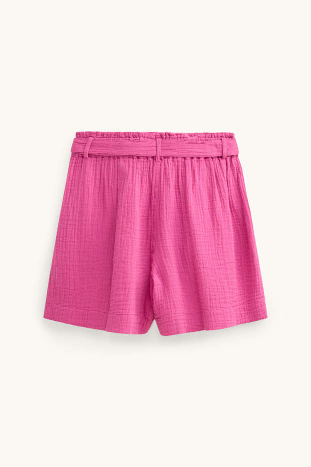 Damen - Musselin-Shorts - High Waist - pink