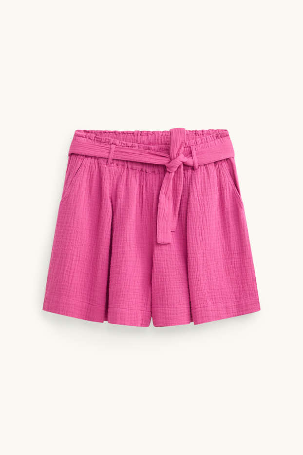 Damen - Musselin-Shorts - High Waist - pink