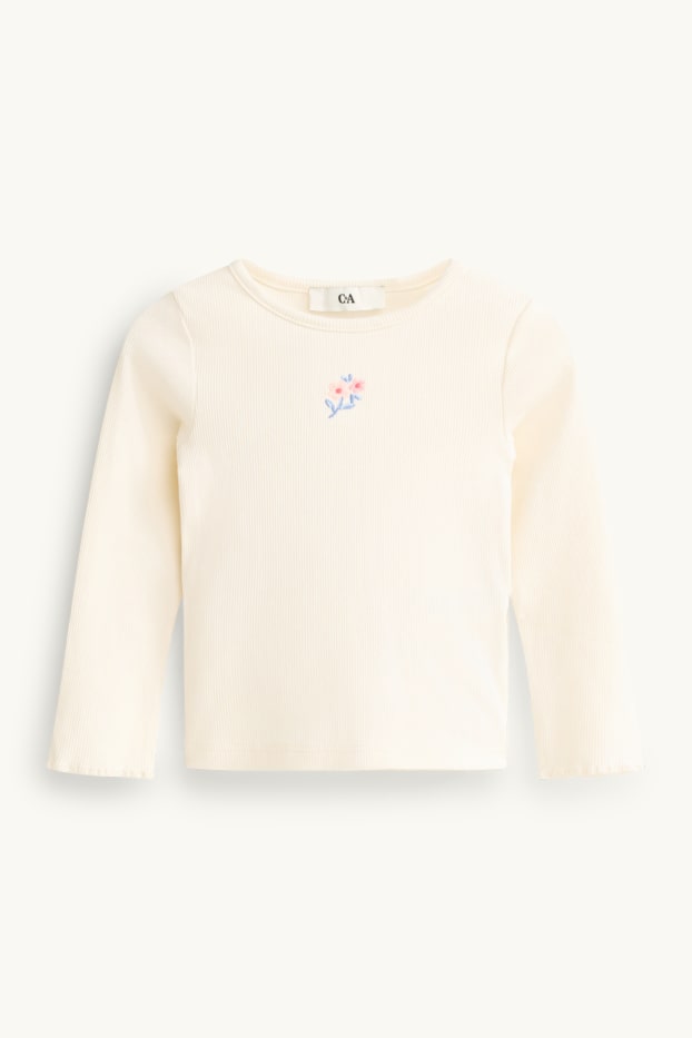Niñas - Flores - conjunto - camiseta de manga larga y pichi vaquero - 2 prendas - rosa / beis
