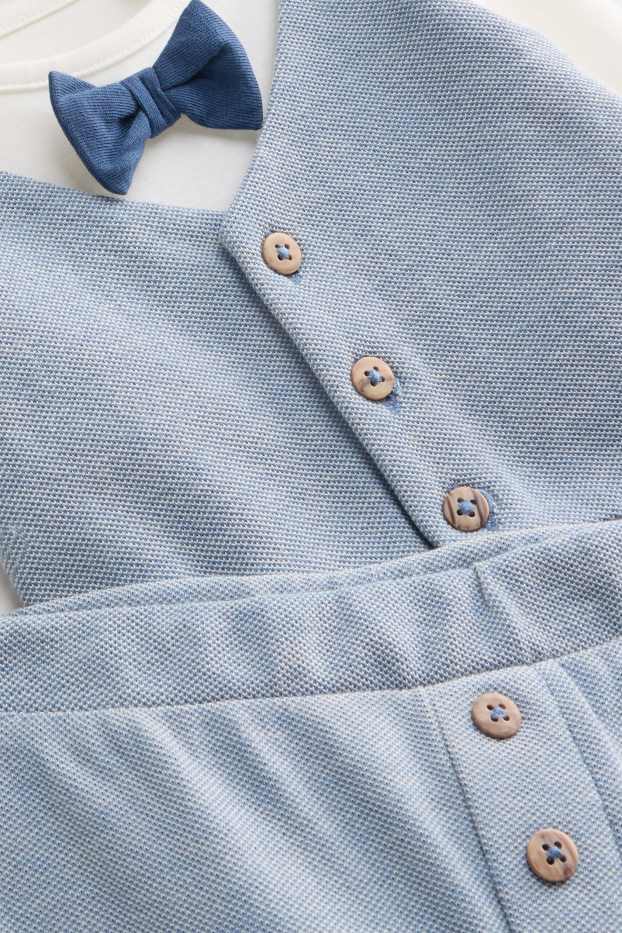 Baby: jongens - Newbornoutfit - 2-delig - wit / lichtblauw