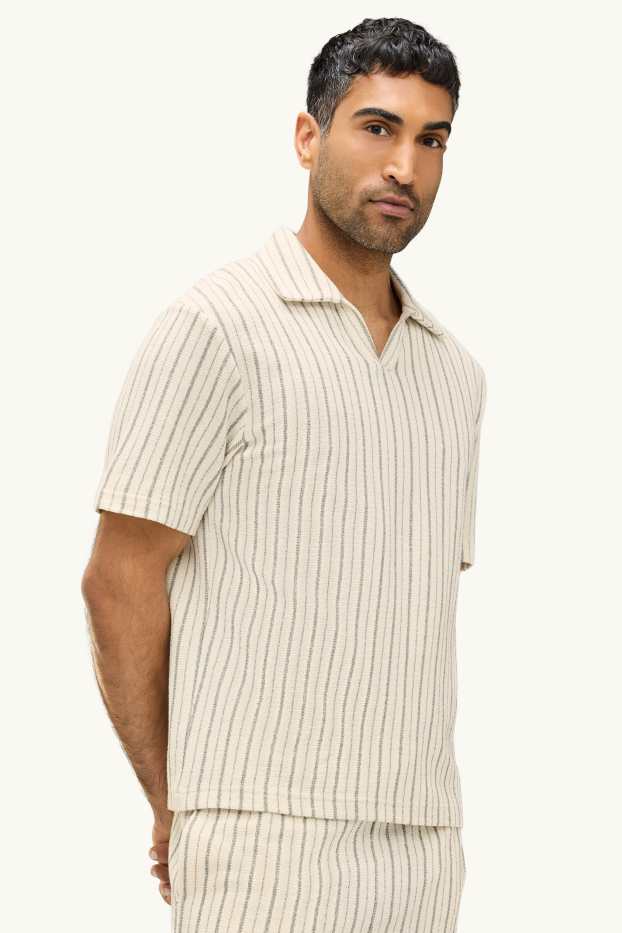 Heren - Poloshirt - crèmekleurig