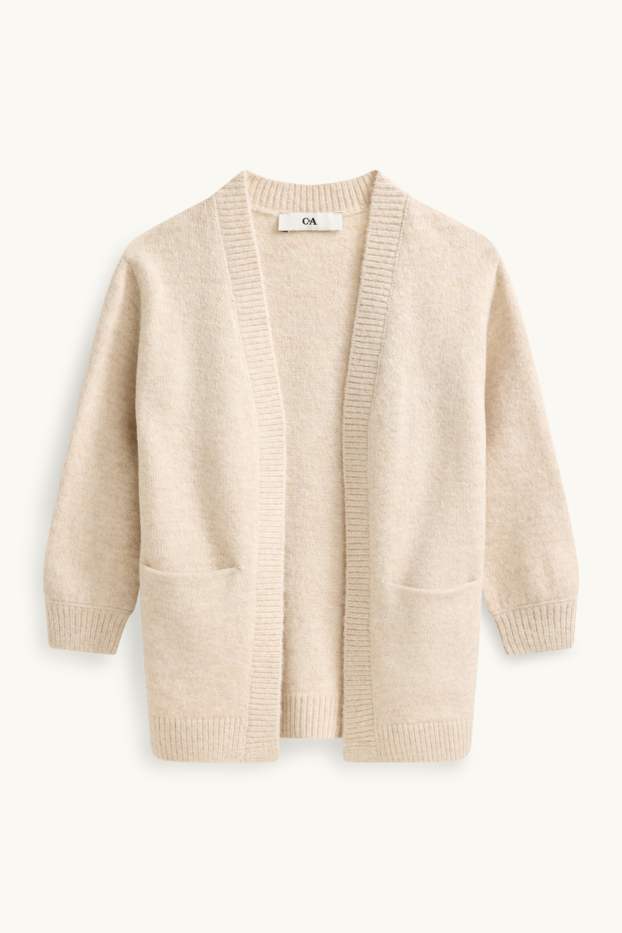 Children Girls - Pony - set - cardigan and long sleeve top - 2 piece - beige