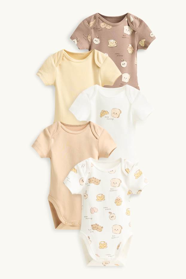 Bébés garçons - Lot de 5 - petit déjeuner - body bébé - marron / beige