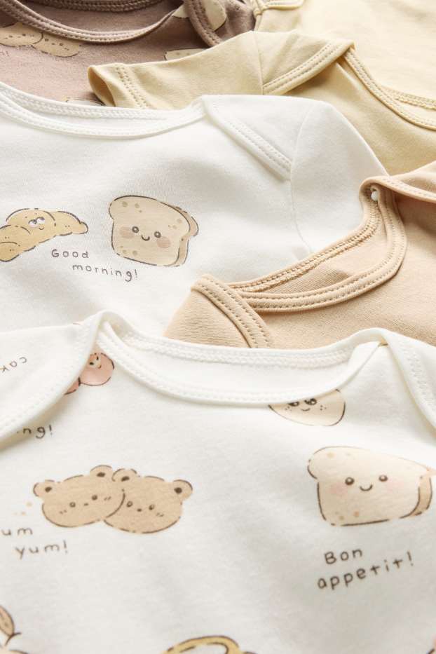 Bébés garçons - Lot de 5 - petit déjeuner - body bébé - marron / beige