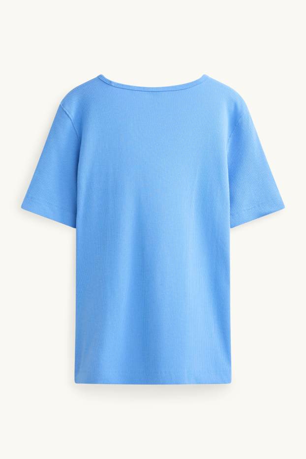 Dona - Samarreta de mànigues curtes - slim fit - acanalada - blau