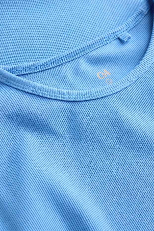 Dona - Samarreta de mànigues curtes - slim fit - acanalada - blau