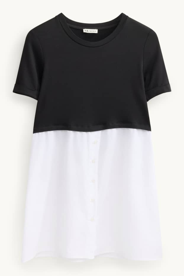 Women - Maternity T-shirt - 2-in-1 look - white / black