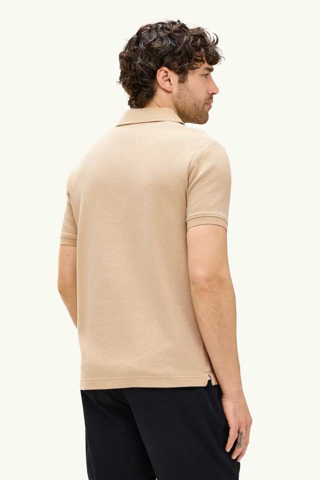 Men - Polo shirt - regular fit - textured - beige
