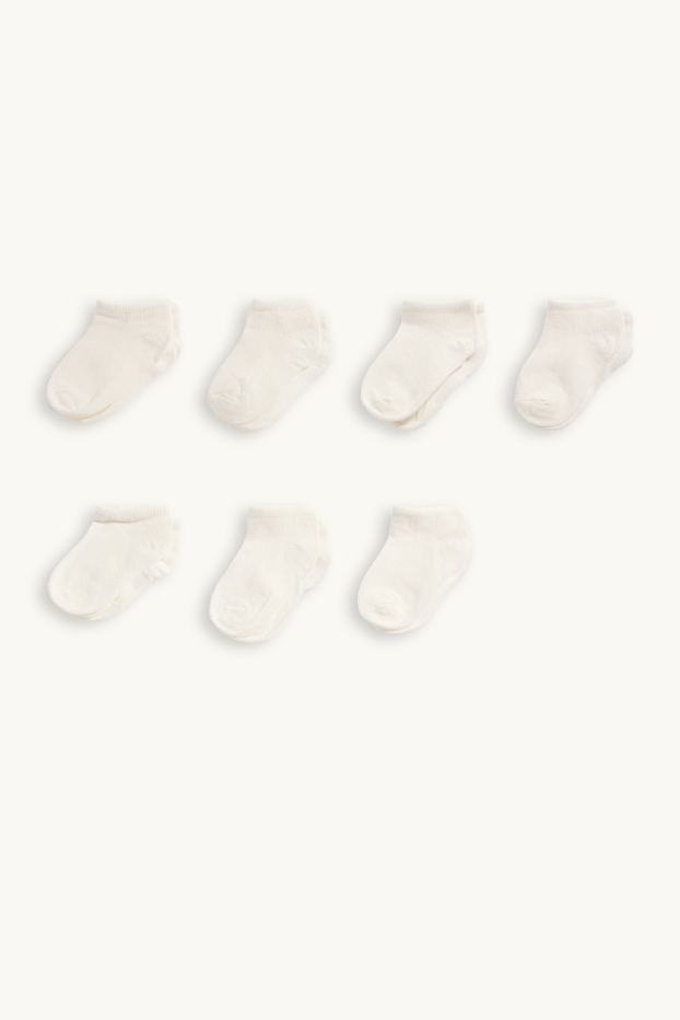 Baby: meisjes - Set van 7 paar - sneakersokken - wit