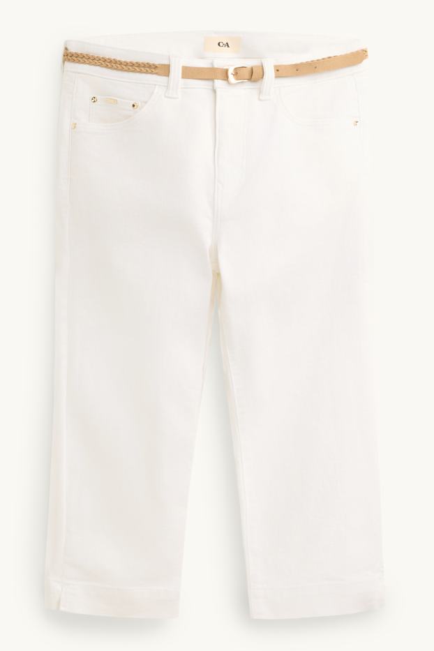 Mujer - Capri jeans - mid waist - slim fit - blanco