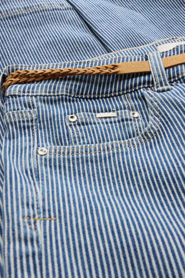 Mujer - Capri jeans - mid waist - slim fit - de rayas - azul / blanco