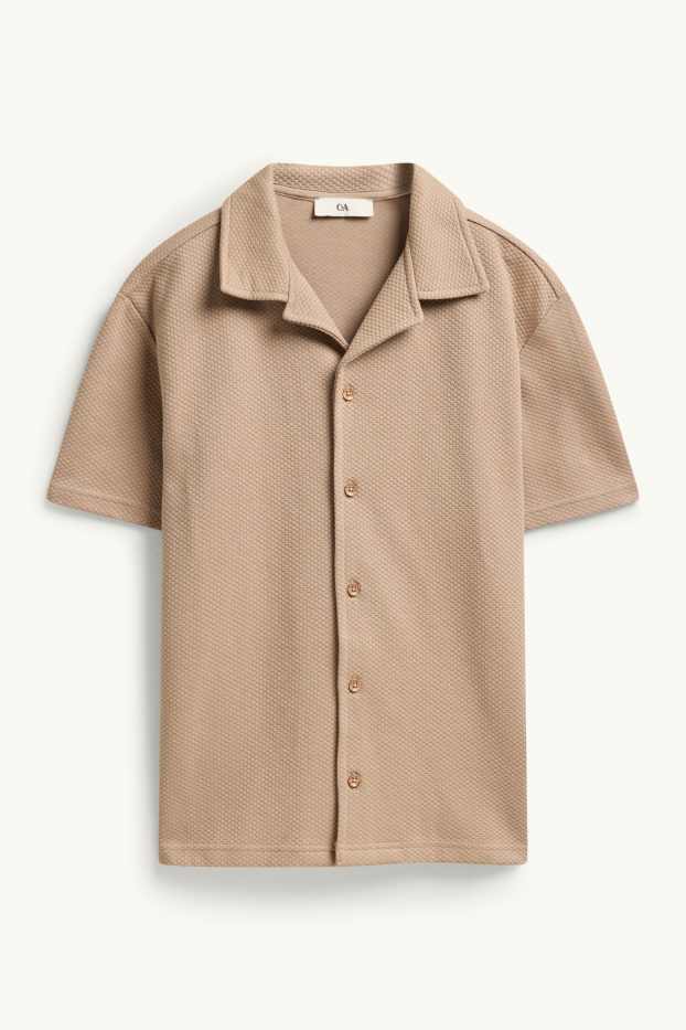 Kinder Buben - Hemd - strukturiert - beige