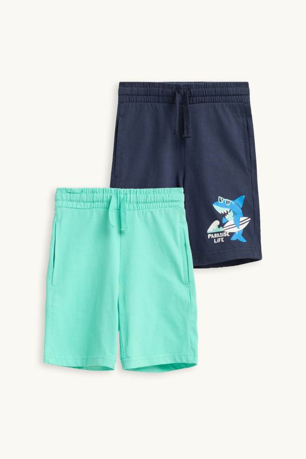 Enfants garçons - Lot de 2 - requin - shorts de bain - bleu foncé