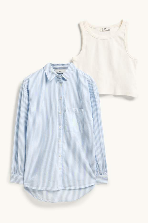 Kinder Mädchen - Set - Bluse und Top - 2 teilig - blau