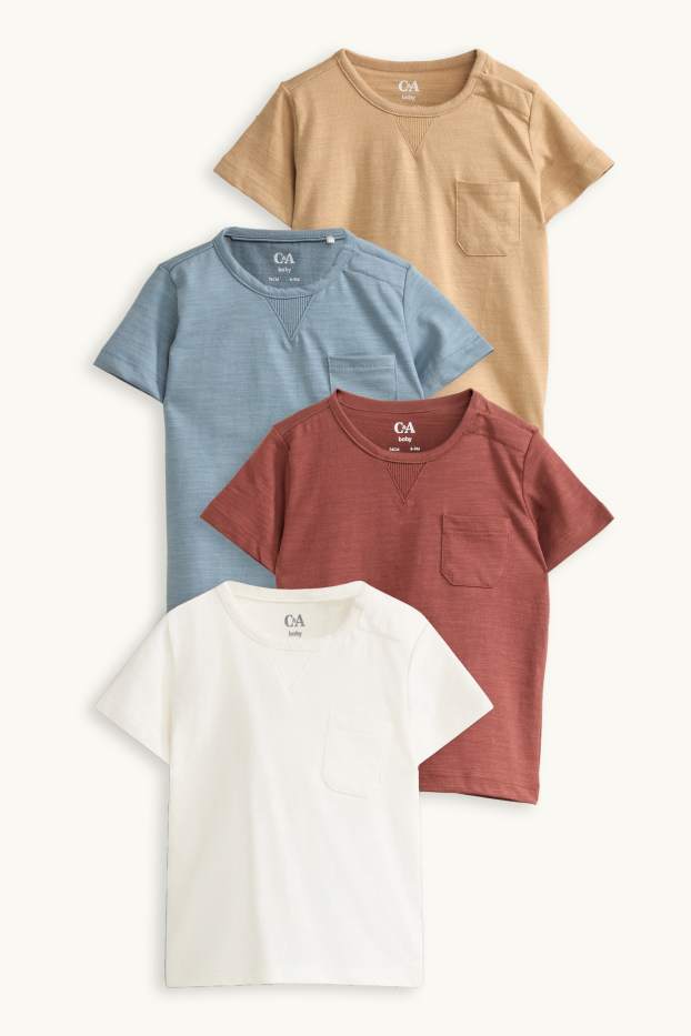 Baby Buben - Multipack 4er - Kurzarmshirt - weiß / blau