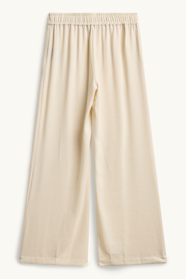 Damen - Stoffhose - Mid Waist - Palazzo - weiß