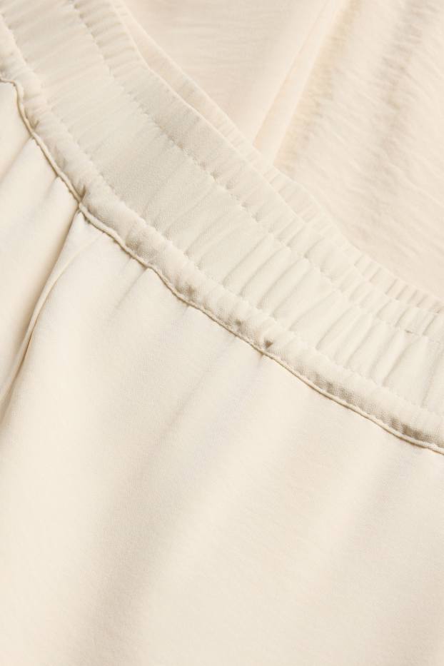 Damen - Stoffhose - Mid Waist - Palazzo - weiß