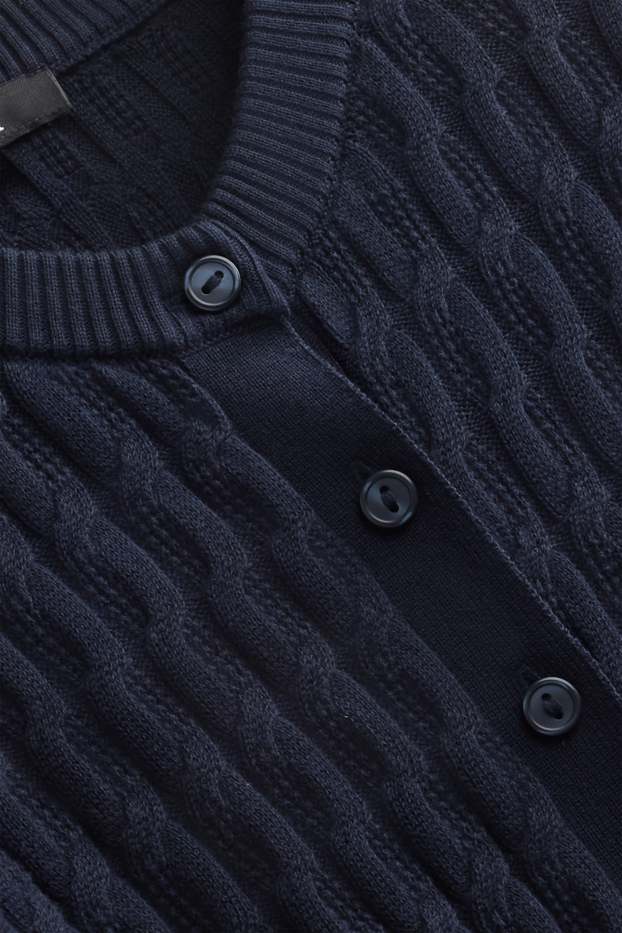 Femmes - Gilet en maille - motif tressé - bleu foncé
