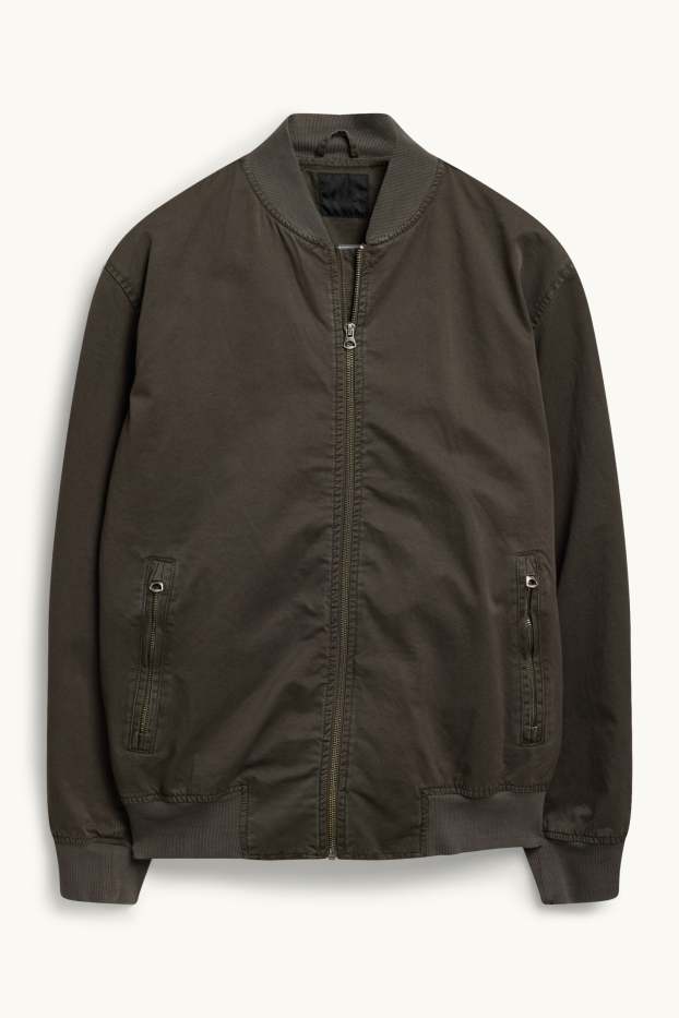 Herren - Jeans-Bomberjacke - dunkelgrün